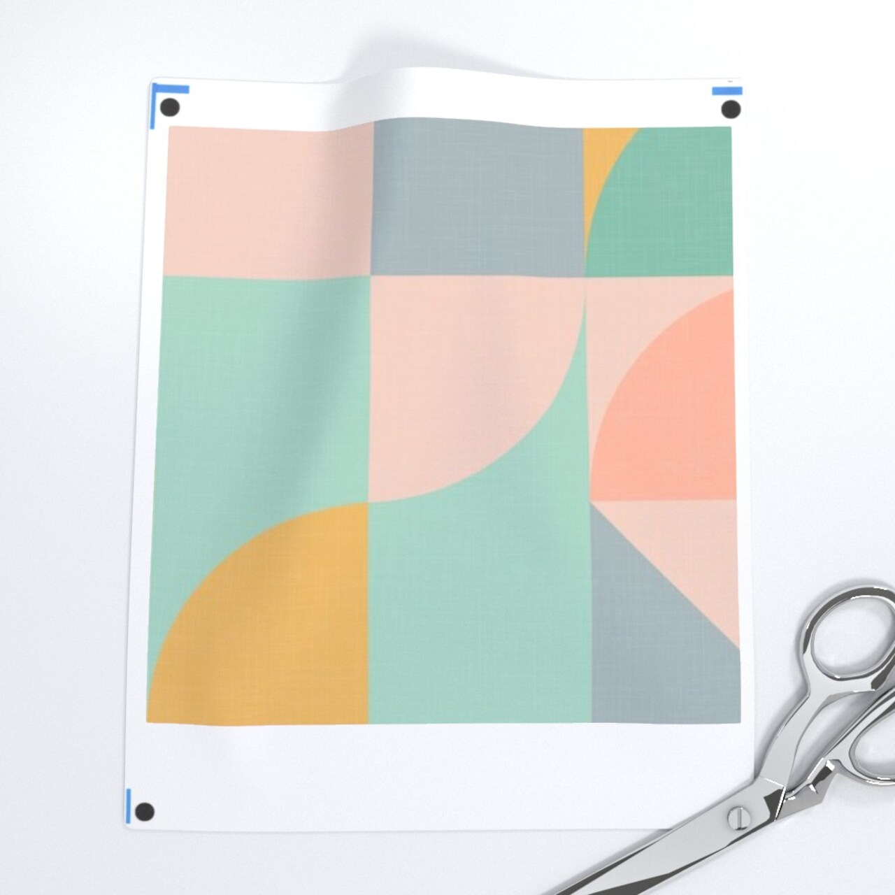 Pastel Mod Mint Retro Abstract Gold Green Mcm Blush Pink Shapes Vintage Style Custom Pre-pasted Wallpaper by Spoonflower Pre-Pasted Wallpaper 2FT Wide